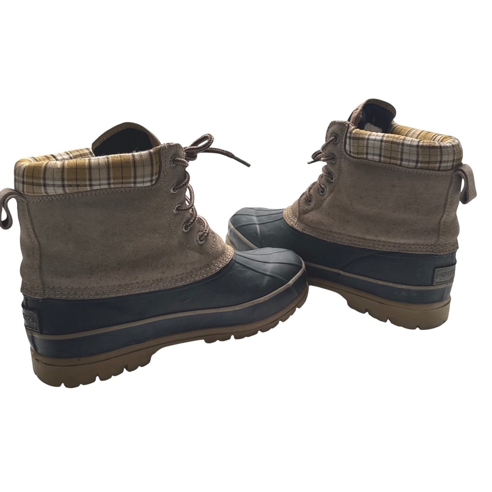 Northside Thermolite Duck Boots Men's 9 Brown Black Leather Plaid Insulated